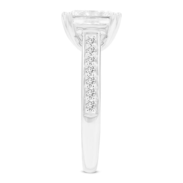 LuvMyJewelry Kalina 14K White Gold Princess Cut Lab Grown Diamond Engagement Ring - 3 Ct