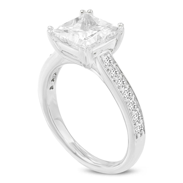 LuvMyJewelry Kalina 14K White Gold Princess Cut Lab Grown Diamond Engagement Ring - 3 Ct