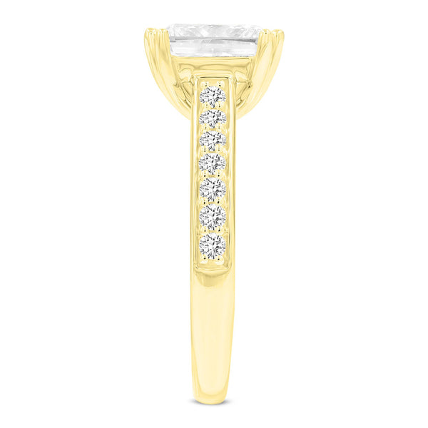 LuvMyJewelry Kalina 14K Yellow Gold Princess Cut Lab Grown Diamond Engagement Ring - 3 Ct
