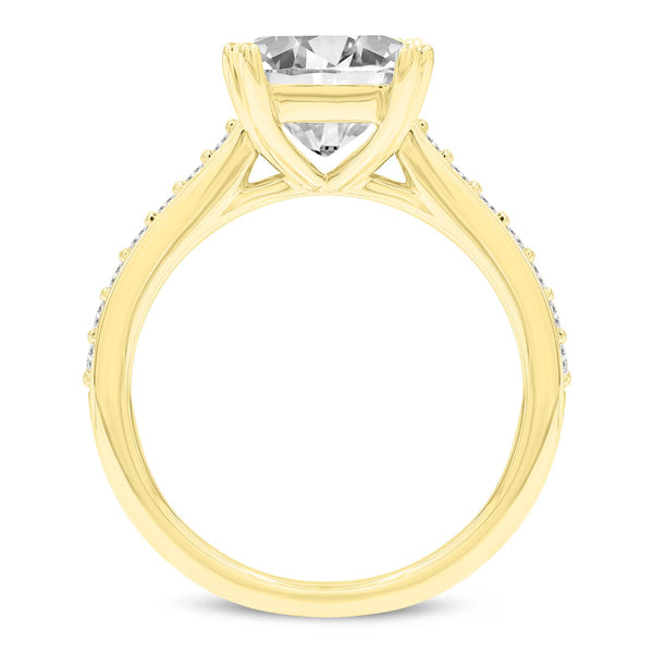 LuvMyJewelry Kalina 14K Yellow Gold Princess Cut Lab Grown Diamond Engagement Ring - 3 Ct