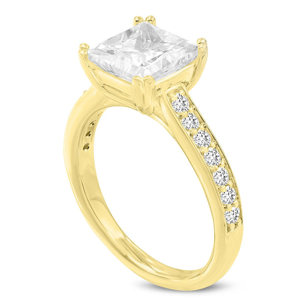 LuvMyJewelry Kalina 14K Yellow Gold Princess Cut Lab Grown Diamond Engagement Ring - 3 Ct