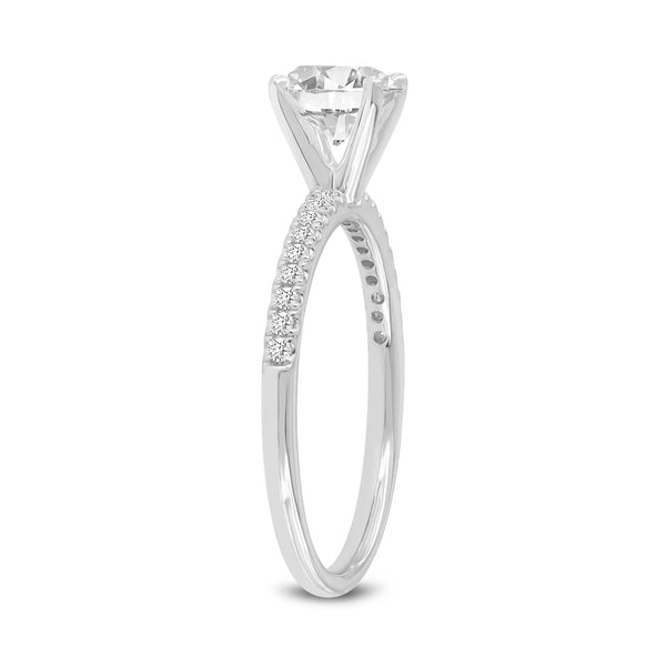 LuvMyJewelry Kara 14K White Gold Round Lab Grown Diamond Engagement Ring - 1.15Ct