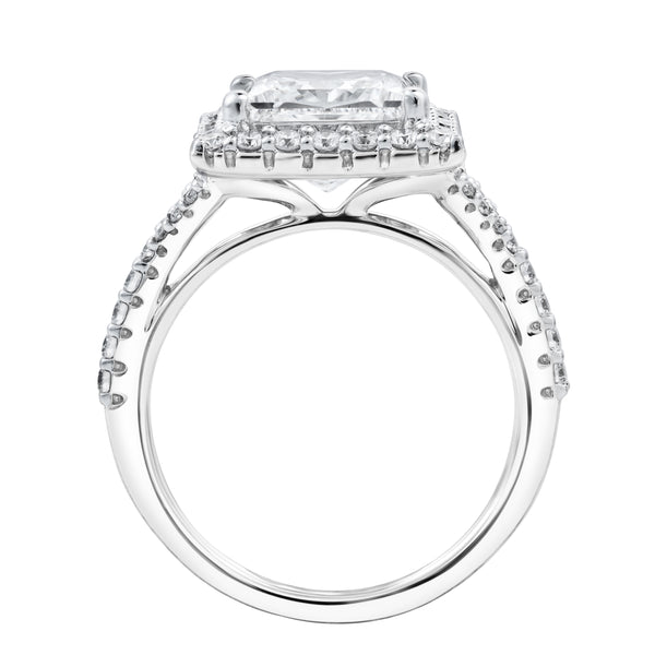 LuvMyJewelry Katerina 14K White Gold Princess Cut Lab Grown Diamond Halo Engagement Ring - 3.7 Ct