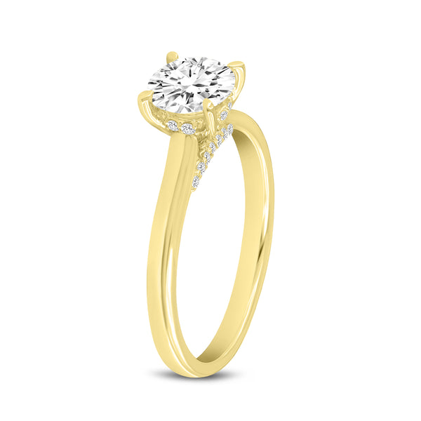 LuvMyJewelry Keira 14K Yellow Gold Round Cut Lab Grown Diamond Hidden Halo Engagement Ring - 1.15 Ct