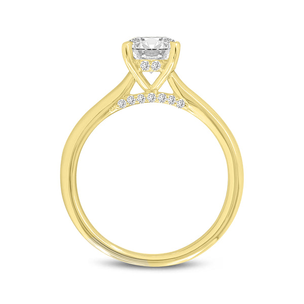 LuvMyJewelry Keira 14K Yellow Gold Round Cut Lab Grown Diamond Hidden Halo Engagement Ring - 1.15 Ct