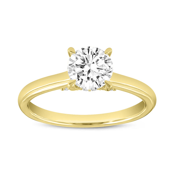 LuvMyJewelry Keira 14K Yellow Gold Round Cut Lab Grown Diamond Hidden Halo Engagement Ring - 1.15 Ct