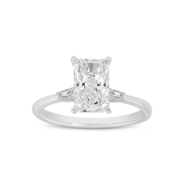 LuvMyJewelry Kenza 14K White Gold Radiant Cut Lab Grown Diamond Three Stone Engagement Ring - 2.05 Ct