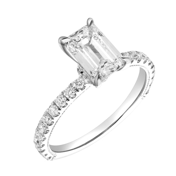 LuvMyJewelry Kiara 14K White Gold Emerald Cut Lab Grown Diamond Engagement Ring - 2 Ct