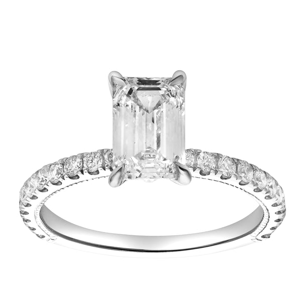 LuvMyJewelry Kiara 14K White Gold Emerald Cut Lab Grown Diamond Engagement Ring - 2 ct