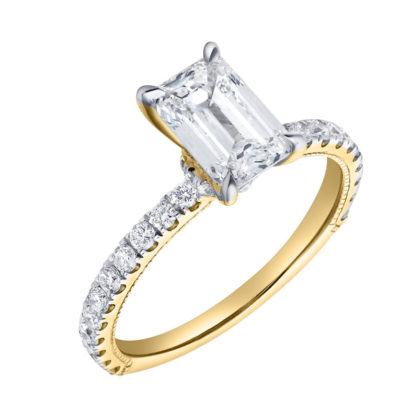 LuvMyJewelry Kiara 14K Yellow Gold Emerald Cut Lab Grown Diamond Engagement Ring - 2 Ct