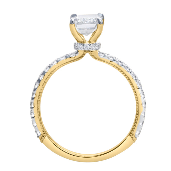 LuvMyJewelry Kiara 14K Yellow Gold Emerald Cut Lab Grown Diamond Engagement Ring - 2 Ct