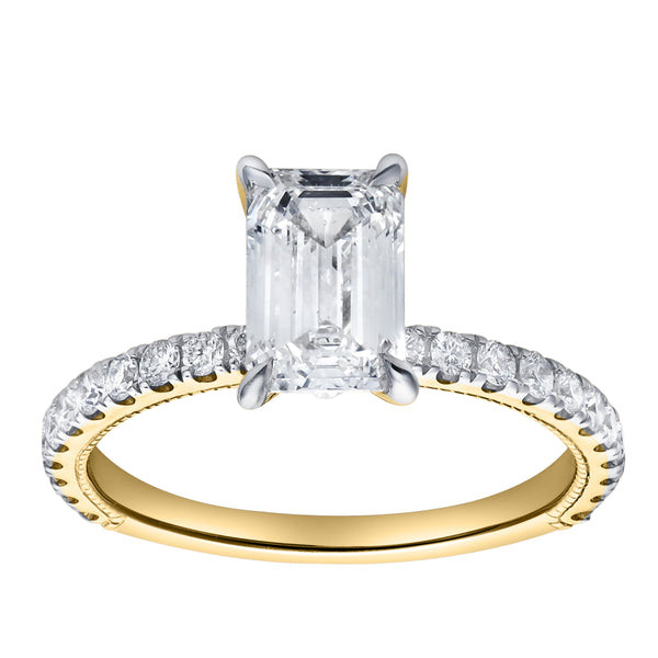 LuvMyJewelry Kiara 14K Yellow Gold Emerald Cut Lab Grown Diamond Engagement Ring - 2 ct