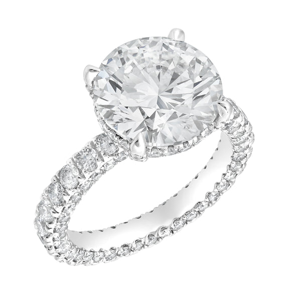 LuvMyJewelry Laryssa 14K White Gold Round Lab Grown Diamond Hidden Halo Engagement Ring - 7 Cts