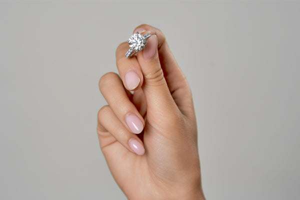 LuvMyJewelry Laryssa 14K White Gold Round Lab Grown Diamond Hidden Halo Engagement Ring - 7 Cts