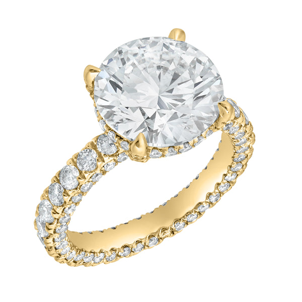LuvMyJewelry Laryssa 14K Yellow Gold Round Lab Grown Diamond Hidden Halo Engagement Ring - 7 Cts