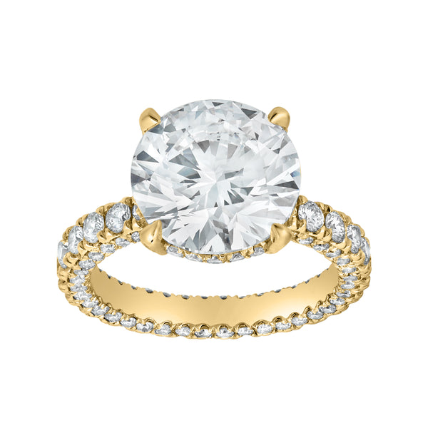 LuvMyJewelry Laryssa 14K Yellow Gold Round Lab Grown Diamond Hidden Halo Engagement Ring - 7 cts