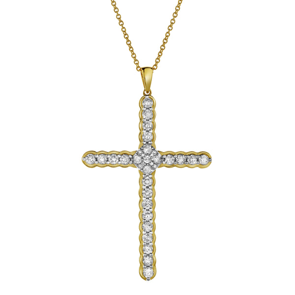 LuvMyJewelry Latin Cross Diamond Pendant In 10K Yellow Gold