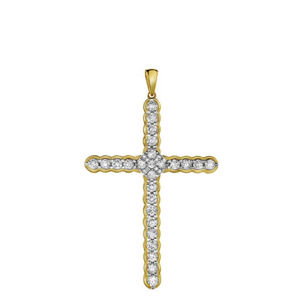LuvMyJewelry Latin Cross Diamond Pendant In 10K Yellow Gold