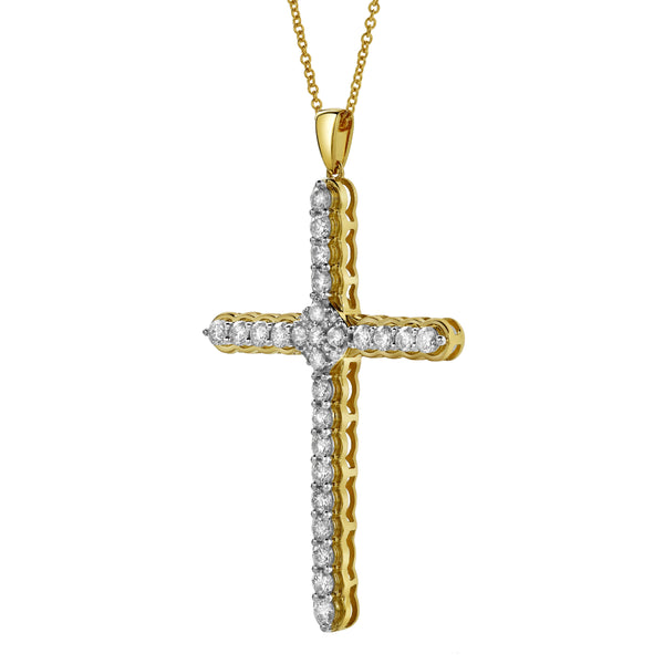 LuvMyJewelry Latin Cross Diamond Pendant in 10K Yellow Gold