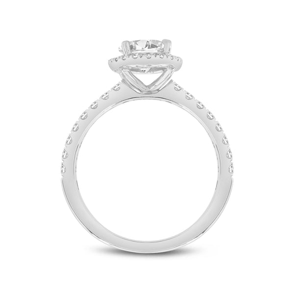 LuvMyJewelry Laurentia 14K White Gold Oval Lab Grown Diamond Halo Engagement Ring - 1.95 Ct