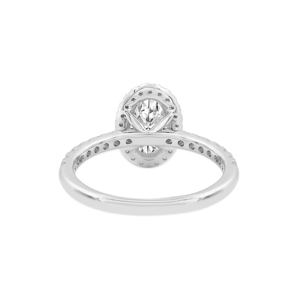 LuvMyJewelry Laurentia 14K White Gold Oval Lab Grown Diamond Halo Engagement Ring - 1.95 Ct