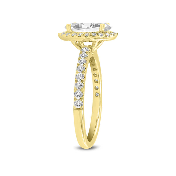 LuvMyJewelry Laurentia 14K Yellow Gold Oval Lab Grown Diamond Halo Engagement Ring - 1.95 Ct