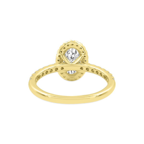 LuvMyJewelry Laurentia 14K Yellow Gold Oval Lab Grown Diamond Halo Engagement Ring - 1.95 Ct