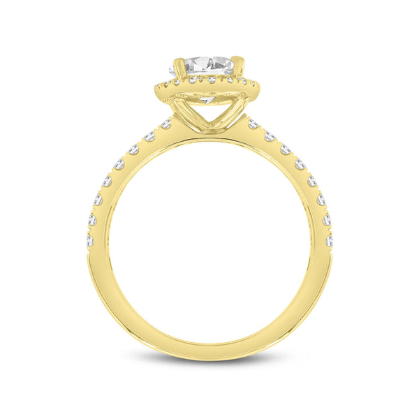 LuvMyJewelry Laurentia 14K Yellow Gold Oval Lab Grown Diamond Halo Engagement Ring - 1.95 Ct
