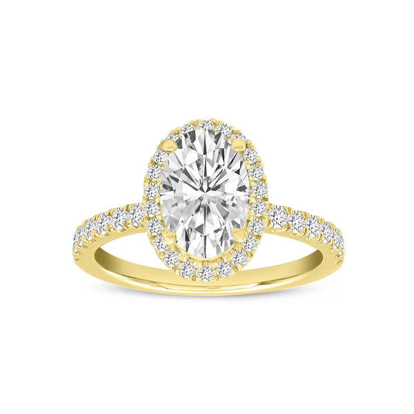 LuvMyJewelry Laurentia 14K Yellow Gold Oval Lab Grown Diamond Halo Engagement Ring - 1.95 Ct
