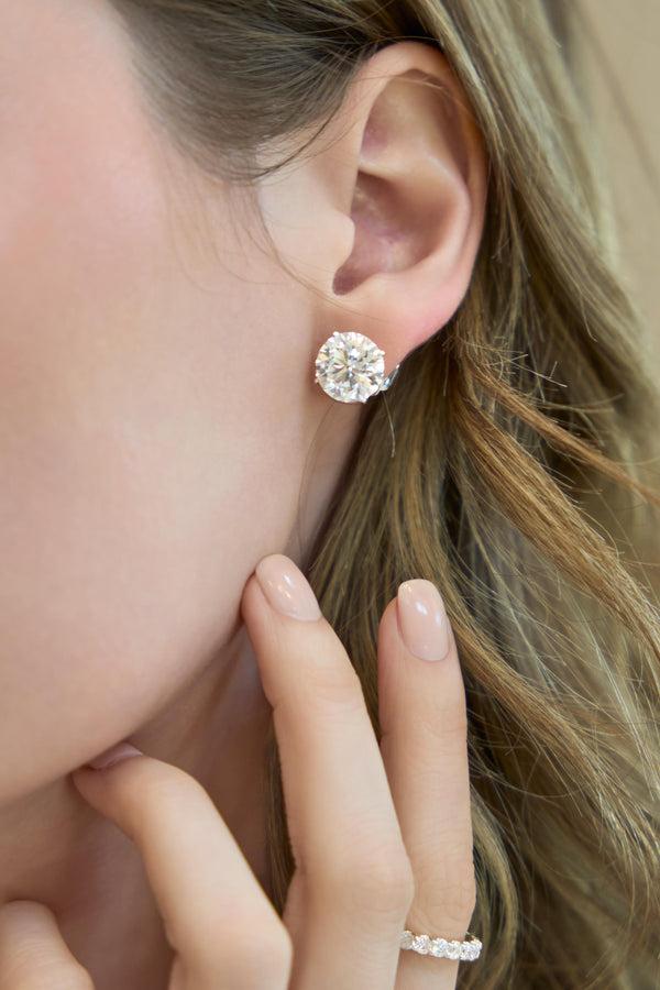 LuvMyJewelry Leanne 14K White Gold Round Lab Grown Diamond Stud Earrings – 10 Cts