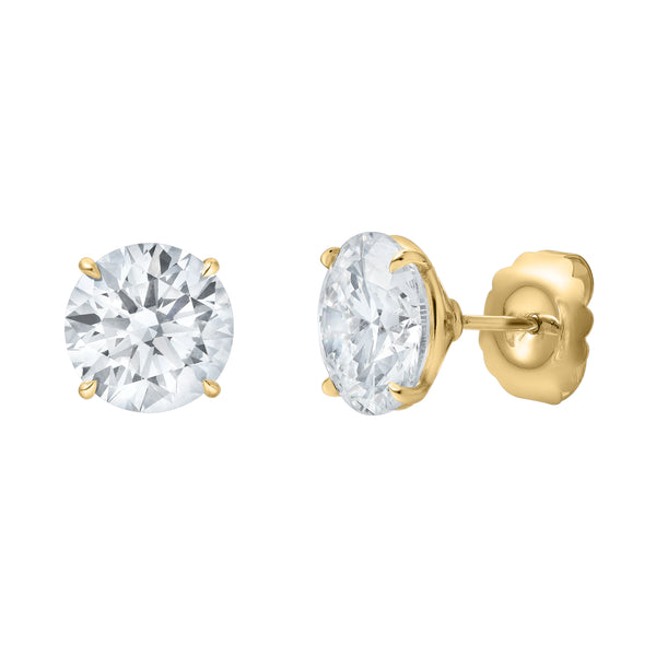 LuvMyJewelry Leanne 14K Yellow Gold Round Lab Grown Diamond Stud Earrings – 10 Cts
