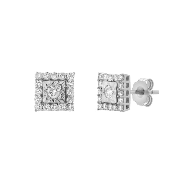 LuvMyJewelry Legatum 10K White Gold Diamond Unisex Earrings - 0.34 Cts