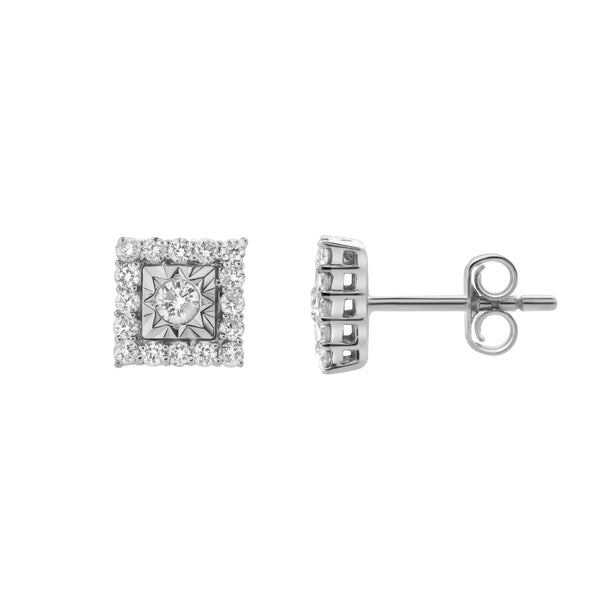LuvMyJewelry Legatum 10K White Gold Diamond Unisex Earrings - 0.34 Cts