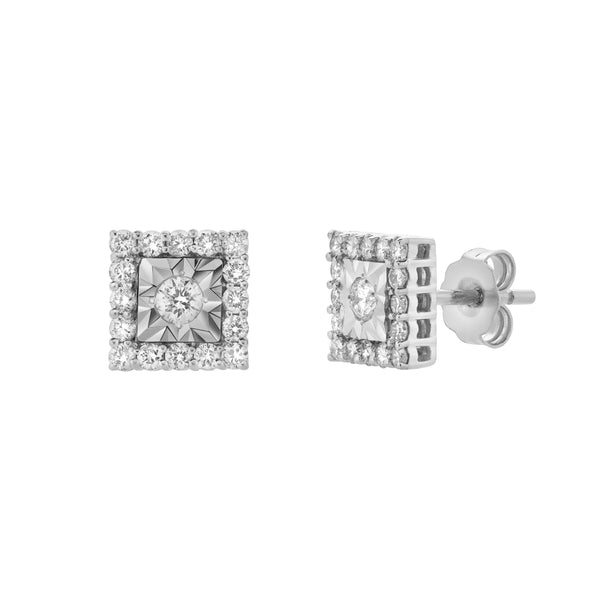 LuvMyJewelry Legatum 10K White Gold Diamond Unisex Earrings - 0.48 Cts