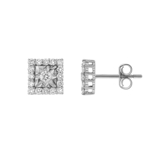 LuvMyJewelry Legatum 10K White Gold Diamond Unisex Earrings - 0.48 Cts