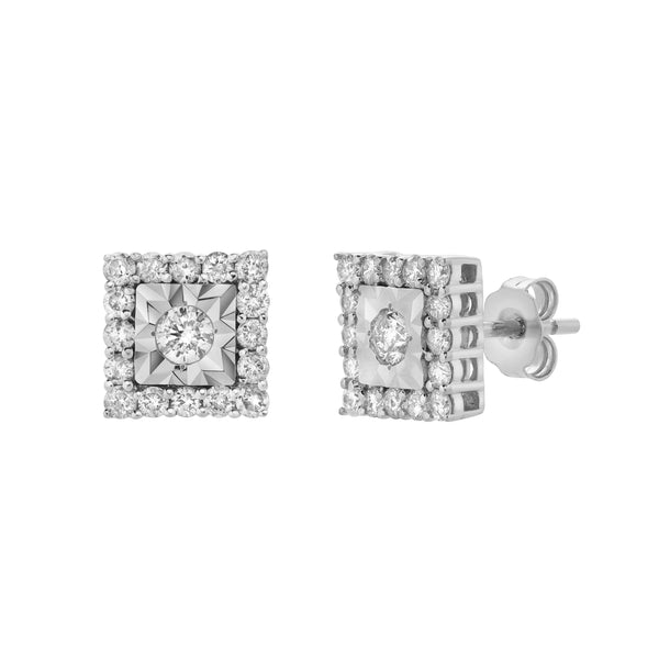 LuvMyJewelry Legatum 10K White Gold Diamond Unisex Earrings - 0.74 Cts