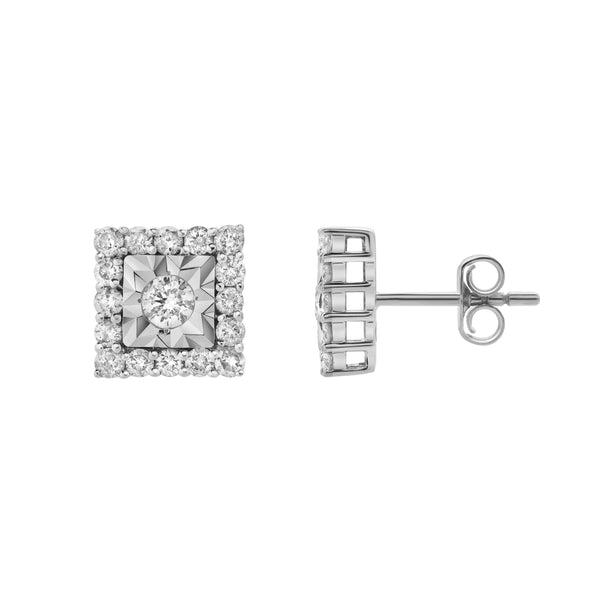 LuvMyJewelry Legatum 10K White Gold Diamond Unisex Earrings - 0.74 Cts