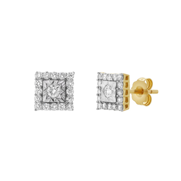 LuvMyJewelry Legatum 10K Yellow Gold Diamond Unisex Earrings - 0.34 Cts