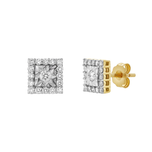 LuvMyJewelry Legatum 10K Yellow Gold Diamond Unisex Earrings - 0.49 Cts