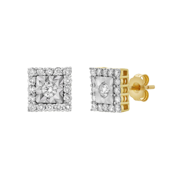 LuvMyJewelry Legatum 10K Yellow Gold Diamond Unisex Earrings - 0.74 Cts