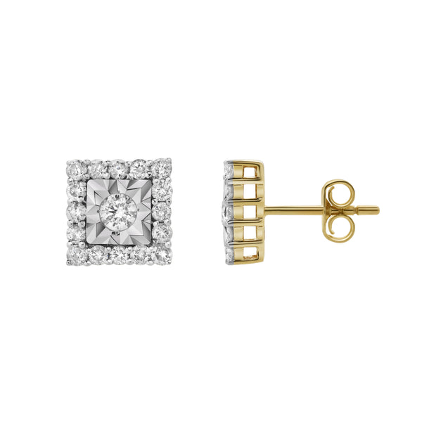 LuvMyJewelry Legatum 10K Yellow Gold Diamond Unisex Earrings - 0.74 Cts