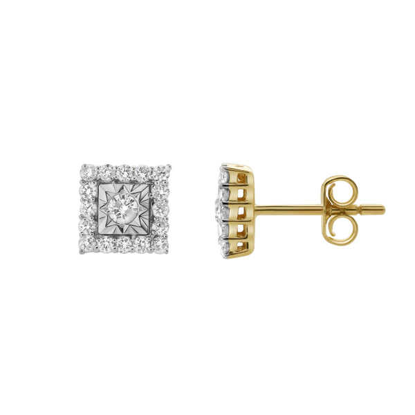 LuvMyJewelry Legatum 10K Yellow Gold Diamond Unisex Earrings - 0.34 Cts