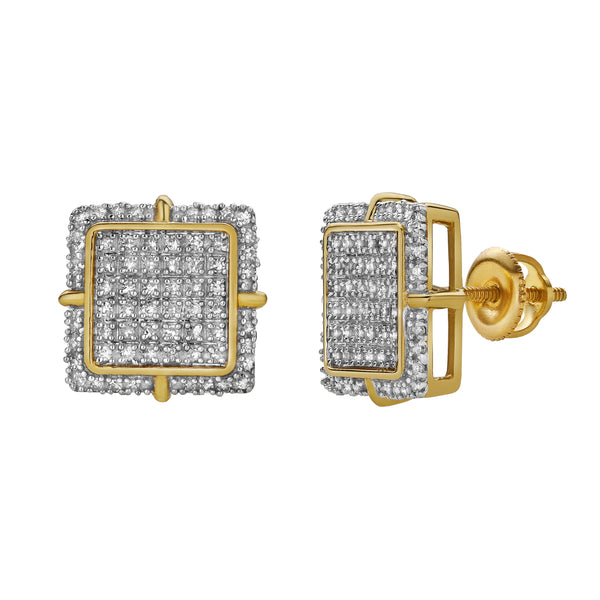 LuvMyJewelry Lembrar 10K Yellow Gold Diamond Unisex Earrings - 0.32 Cts