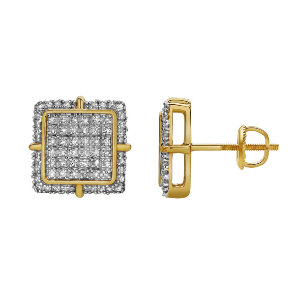 LuvMyJewelry Lembrar 10K Yellow Gold Diamond Unisex Earrings - 0.32 Cts