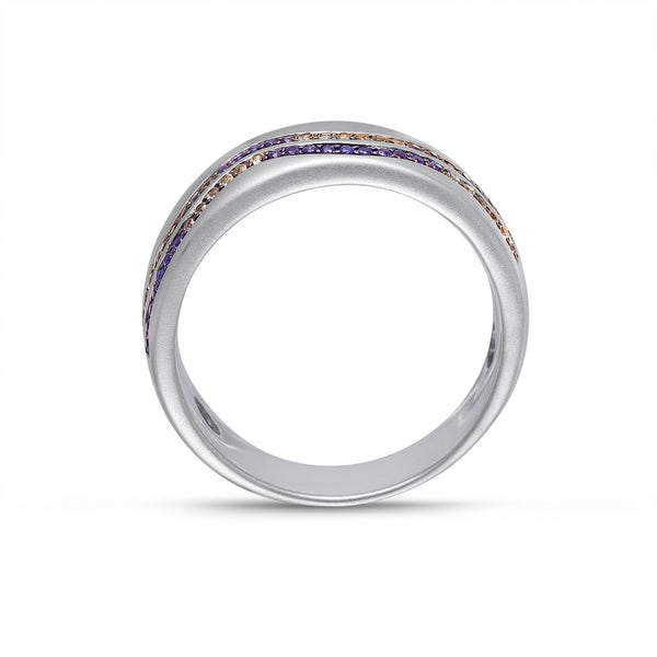 LuvMyJewelry Life's A Beach Sterling Silver Blue Sapphire & Topaz Stone Band Ring