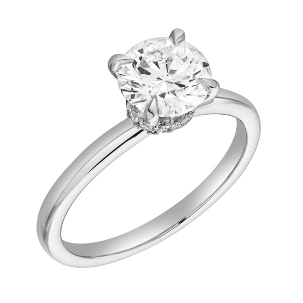 LuvMyJewelry Lila 14K White Gold Round Lab Grown Diamond Hidden Halo Ring - 1.5 Ct