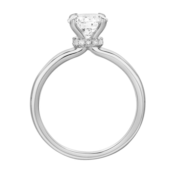 LuvMyJewelry Lila 14K White Gold Round Lab Grown Diamond Hidden Halo Ring - 1.5 Ct