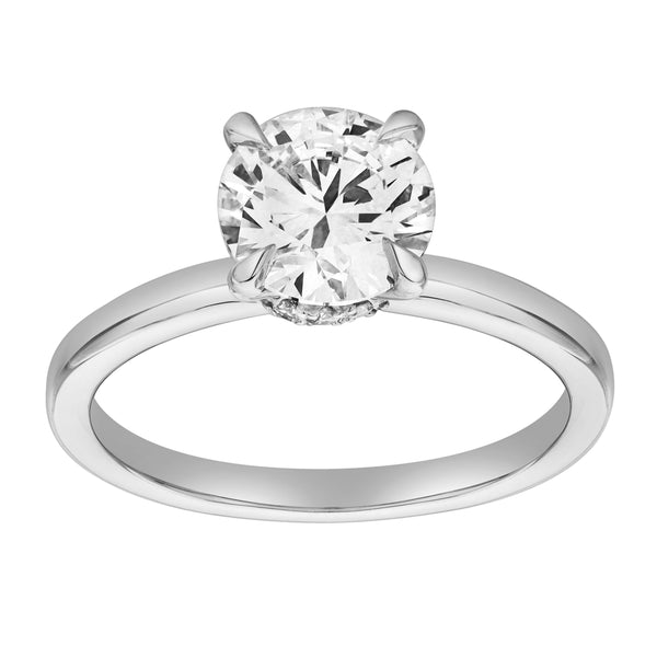 LuvMyJewelry Lila 14K White Gold Round Lab Grown Diamond Hidden Halo Ring - 1.5 Ct