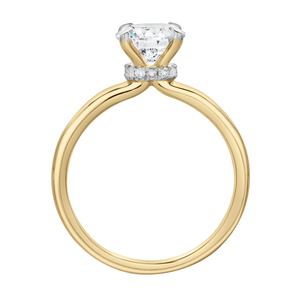 LuvMyJewelry Lila 14K Yellow Gold Round Lab Grown Diamond Hidden Halo Ring - 1.5 Ct