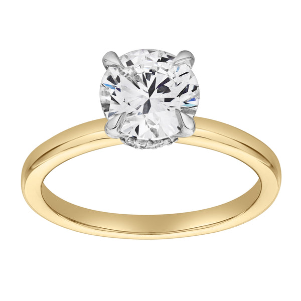 LuvMyJewelry Lila 14K Yellow Gold Round Lab Grown Diamond Hidden Halo Ring - 1.5 Ct